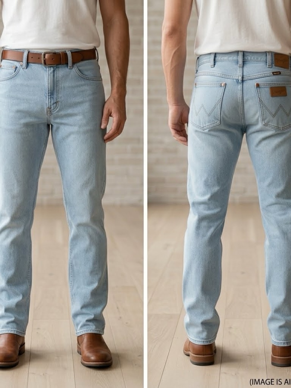 Wrangler Western Light Blue Men’s Straight-Leg Cowboy Jeans- 38x30